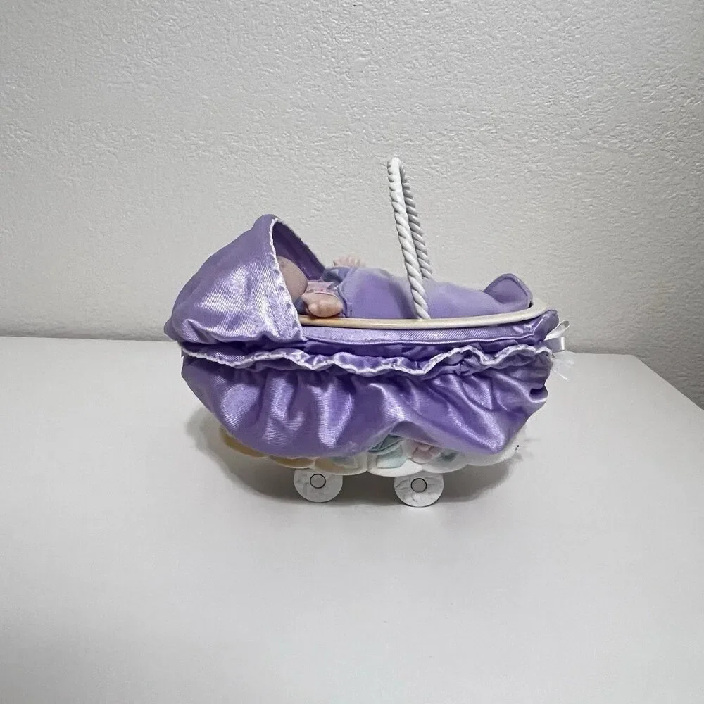 Vintage Cabbage Patch Kids Doll Magic Nursery Cradle Carriage Purple Set 1998